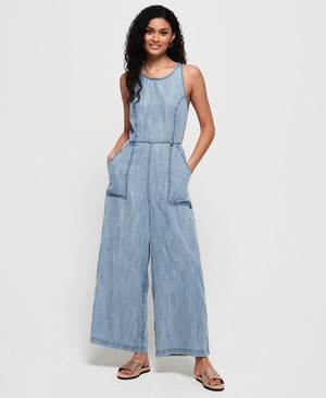 Superdry Ingrid Culotte Jumpsuit Női Ruhák Kék | DXPUF2790